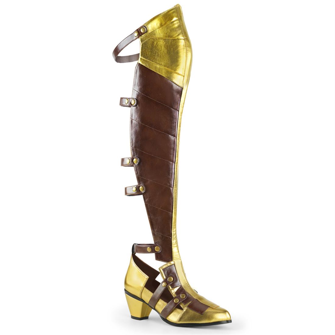 funtasma-maiden-8830-overknee-stiefel-braun-gold-mit-blockabsatz image 1