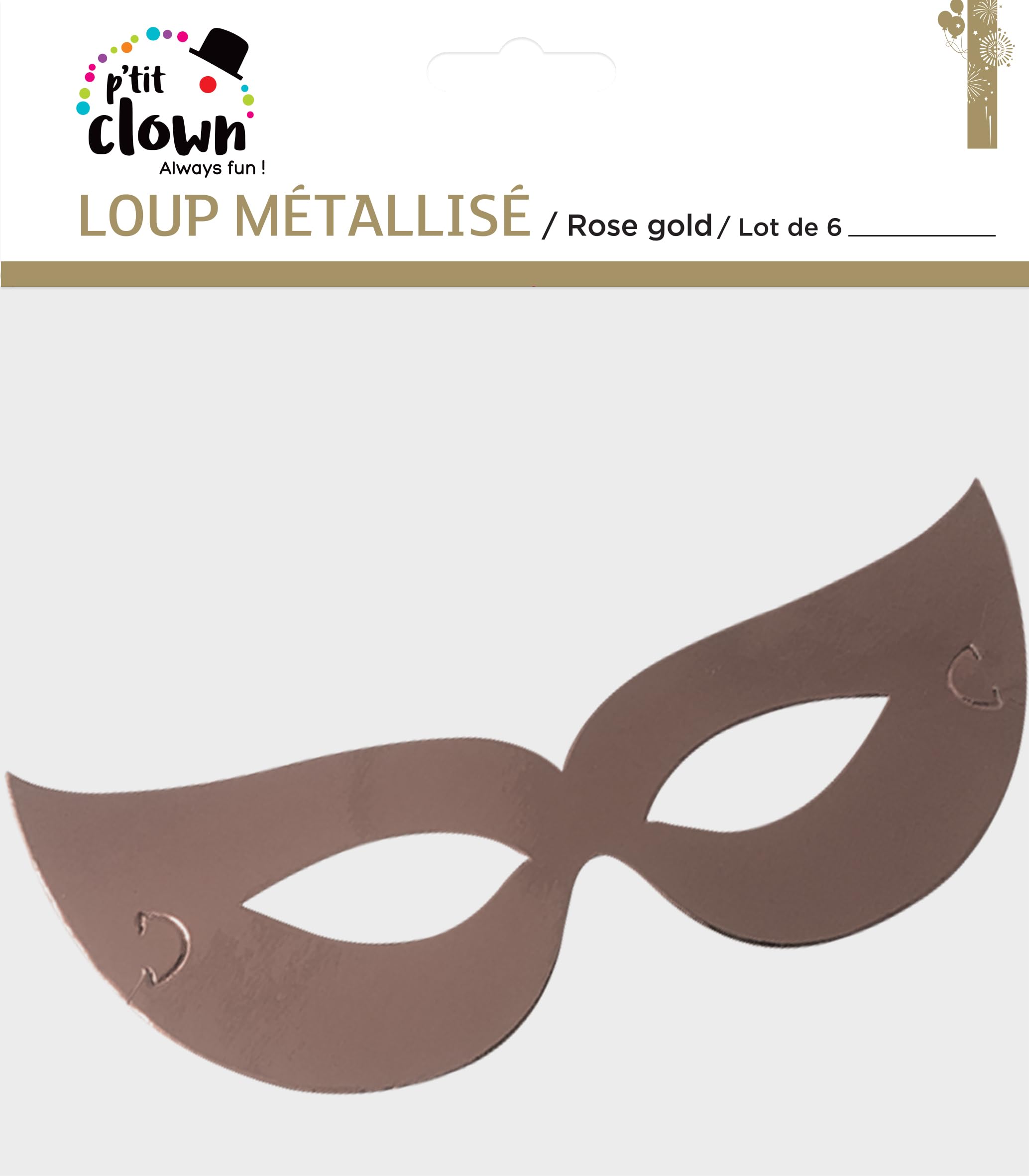 p-tit-clown-re33182-augenmasken-set-6-st-ck-metallic-ros-gold-libelle image 2