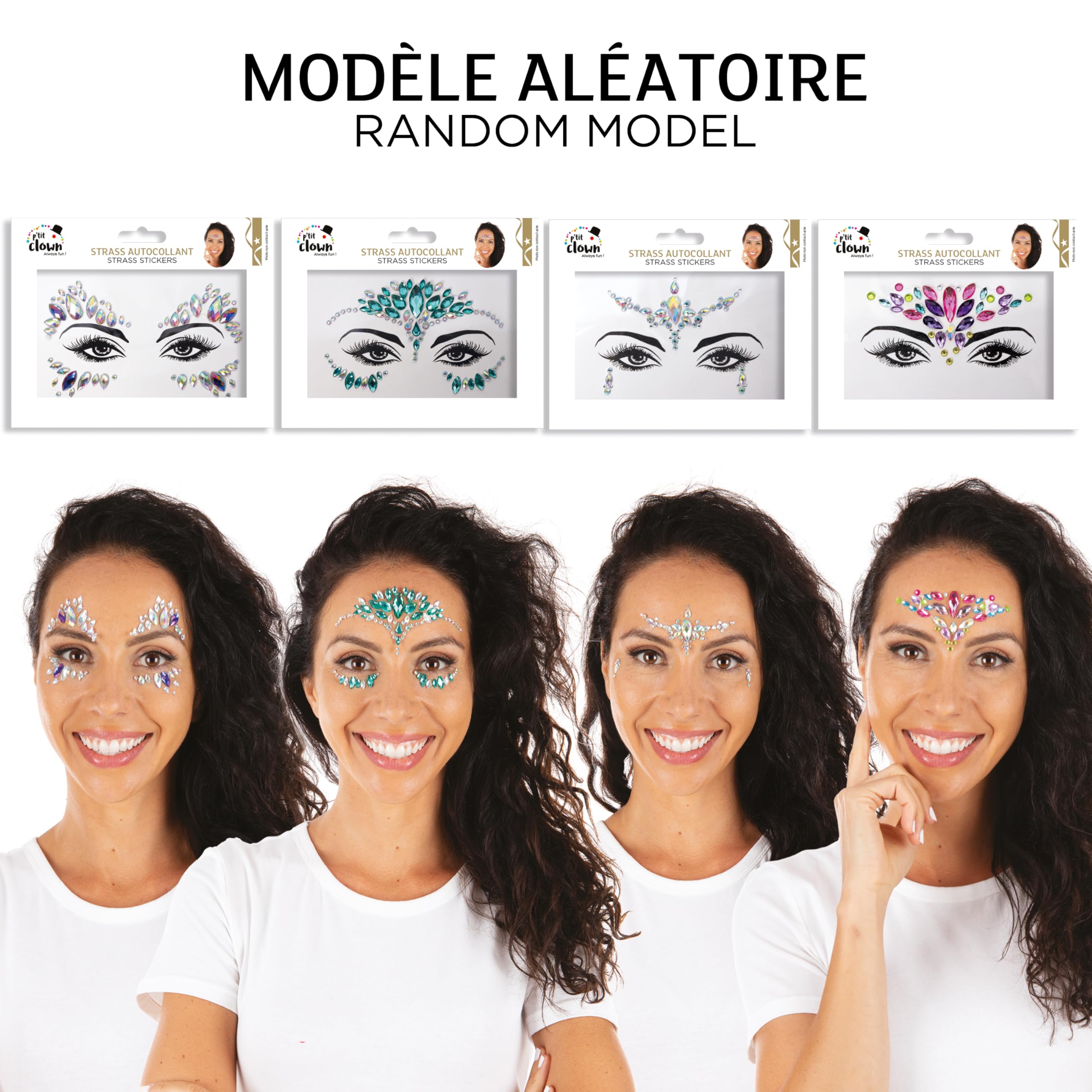 ptit-clown-strass-sticker-gesicht-selbstklebend-modell-zuf-llig image 2