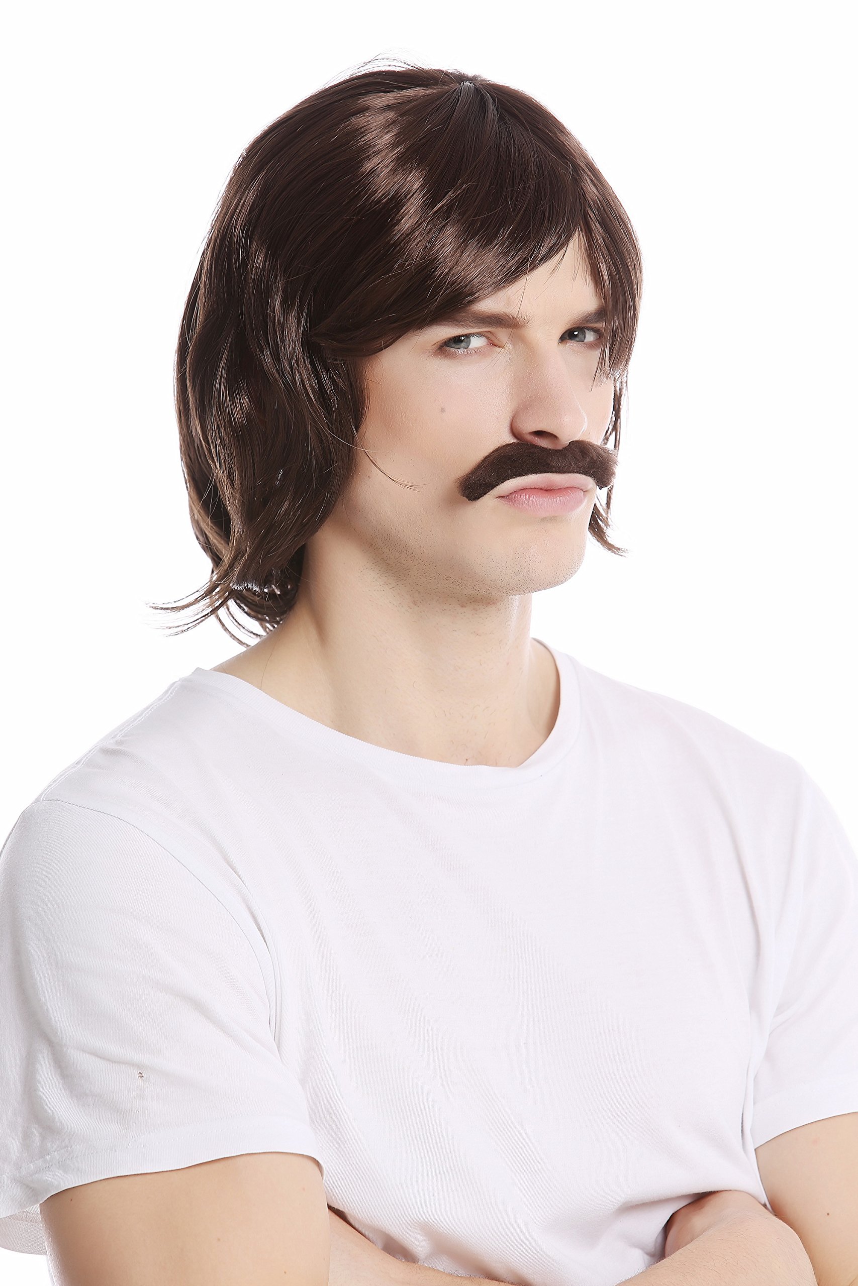 wig-me-up-per-cke-bart-set-herren-braun-lang-70er-bulle-polizei-35-cm image 1