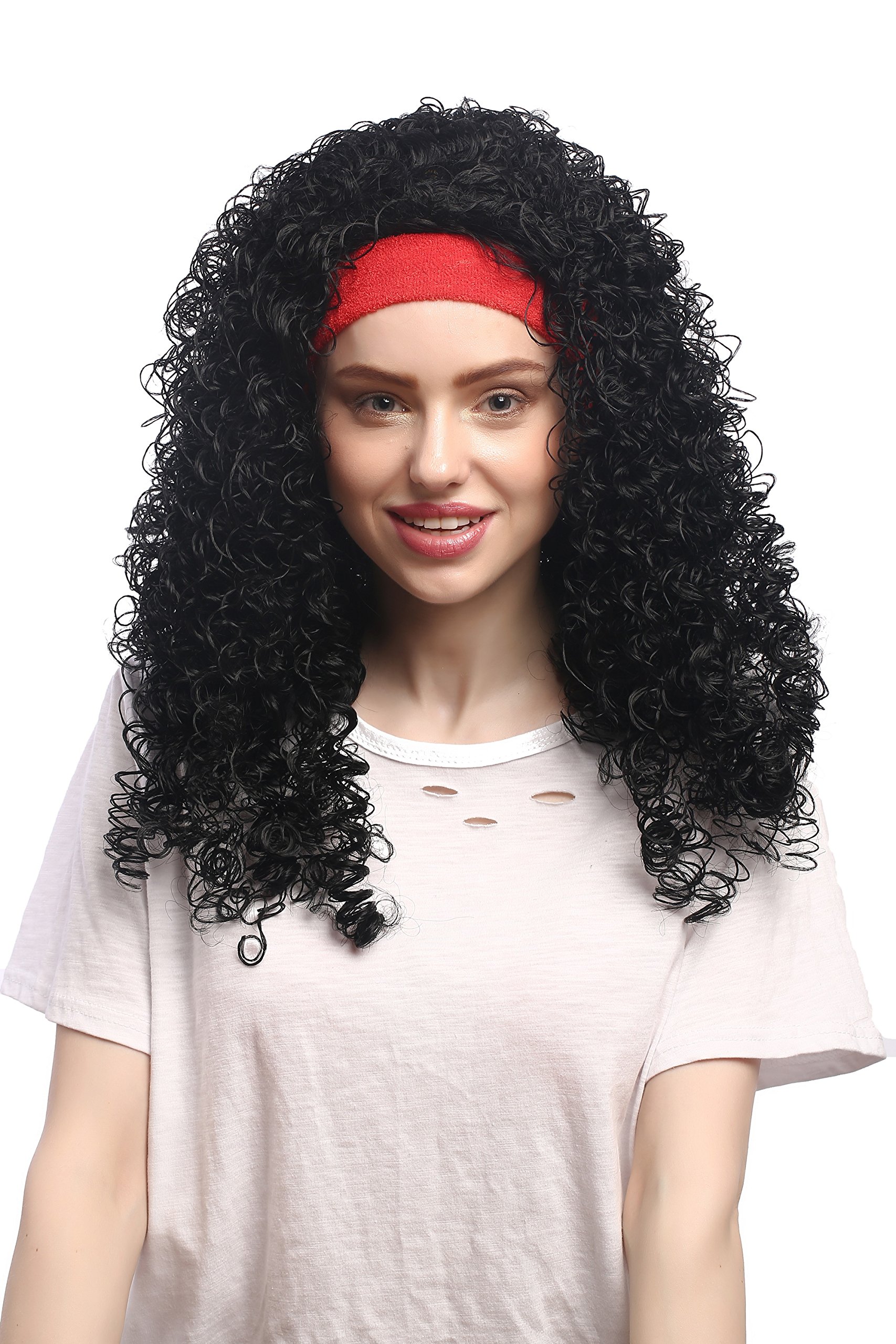 wig-me-up-91259-za103-party-per-cke-damen-latina-locken-schwarz-mit-rotem-stirnb image 4