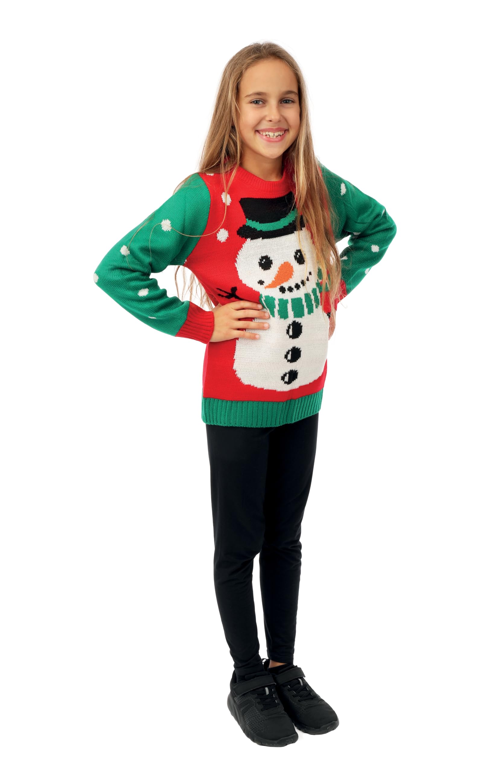ptit-clown-weihnachtspullover-kinder-10-12-jahre-schneemann-gr-n-rot image 2