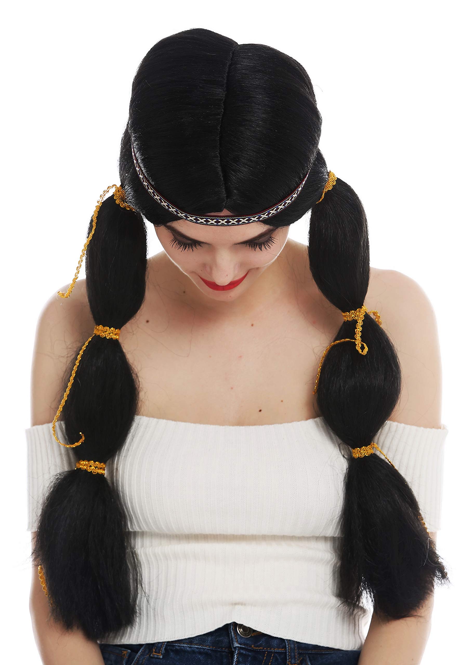 wig-me-up-sarl087-p103-damenper-cke-indianerin-lang-schwarz-mit-z-pfen-und-stirn image 5
