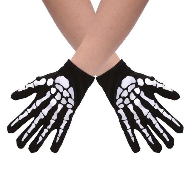 ptit-clown-skelett-handschuhe-kinder-schwarz-wei-halloween-kost-mhandschuhe image 1