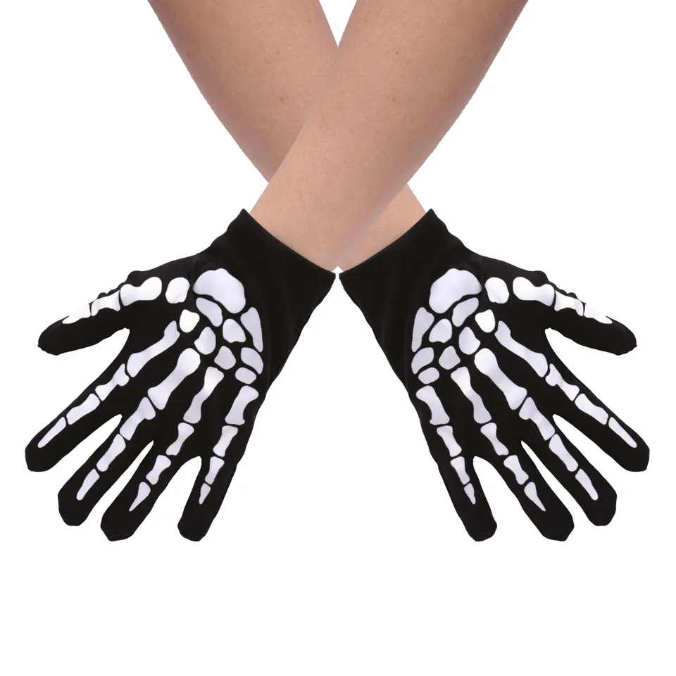 ptit-clown-skelett-handschuhe-kinder-schwarz-wei-halloween-kost-mhandschuhe image 1