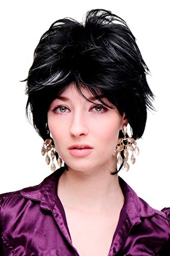 wig-me-up-sa069-1bh1001-cosplay-per-cke-kurz-wild-platin-wei-auf-schwarz-30-cm image 5