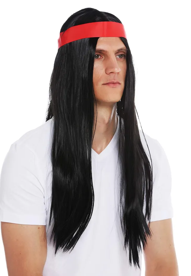 wig-me-up-7093-p103-unisex-per-cke-hippie-indianer-schwarz-60-cm-mit-stirnband image 1