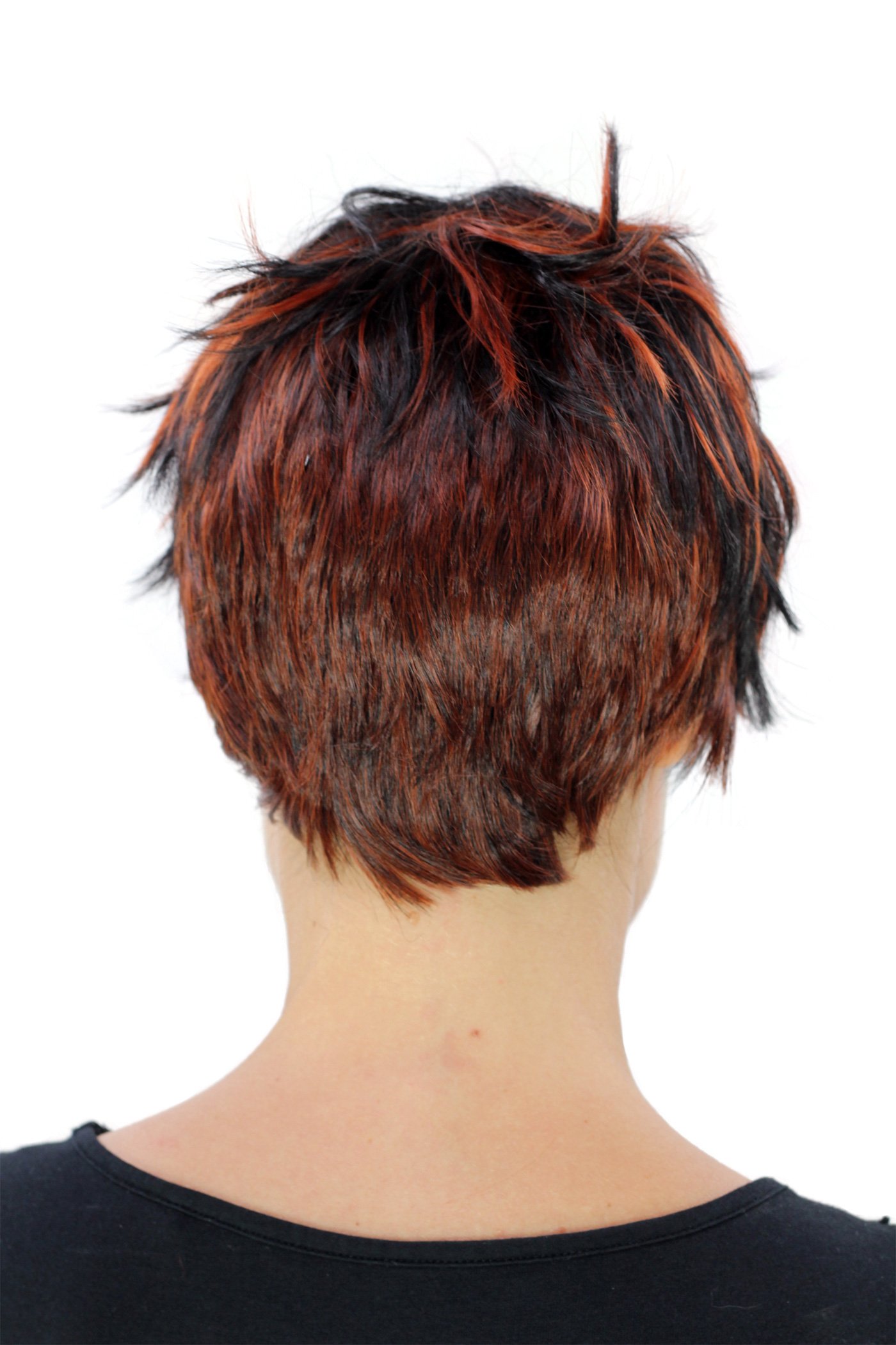 wig-me-up-yzf-4126-1b350-kurzhaarper-cke-schwarz-mit-roten-str-hnen-20-cm image 2