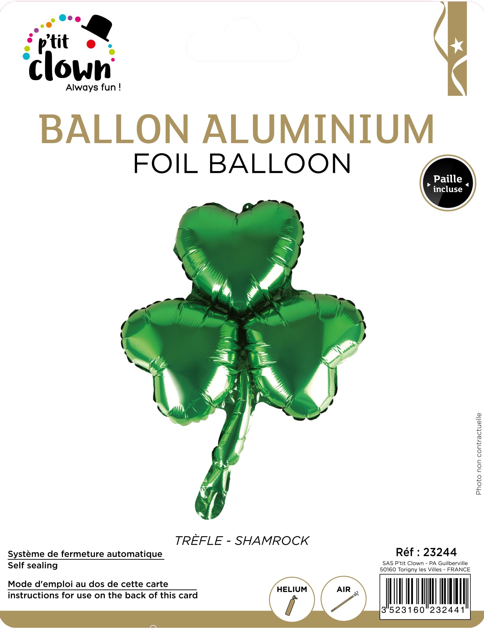 ptit-clown-st-patrick-s-day-aluminiumballon-klee-43-cm-bierfest-deko image 2