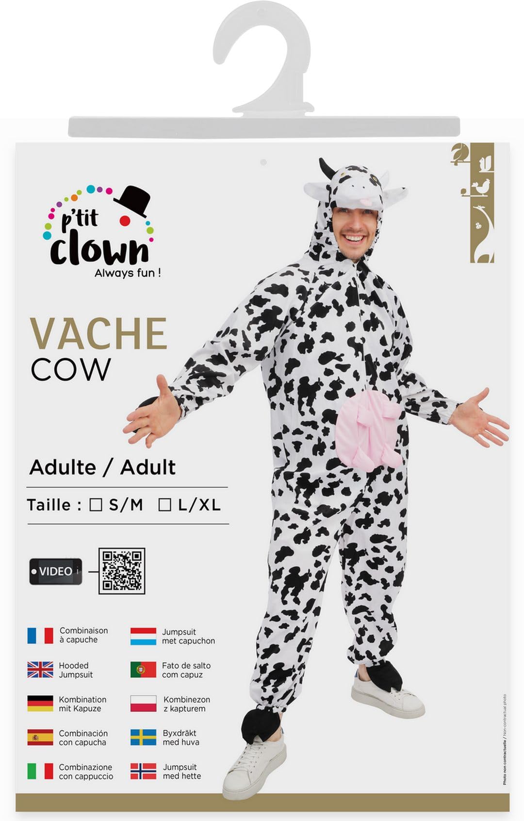 p-tit-clown-kuh-kost-m-erwachsene-unisex-overall-mit-kapuze image 5