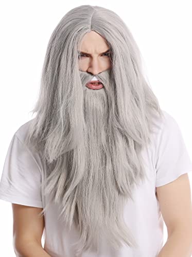 wig-me-up-pw0210-za68e-per-cke-mit-bart-set-lang-glatt-grau-zauberer image 5