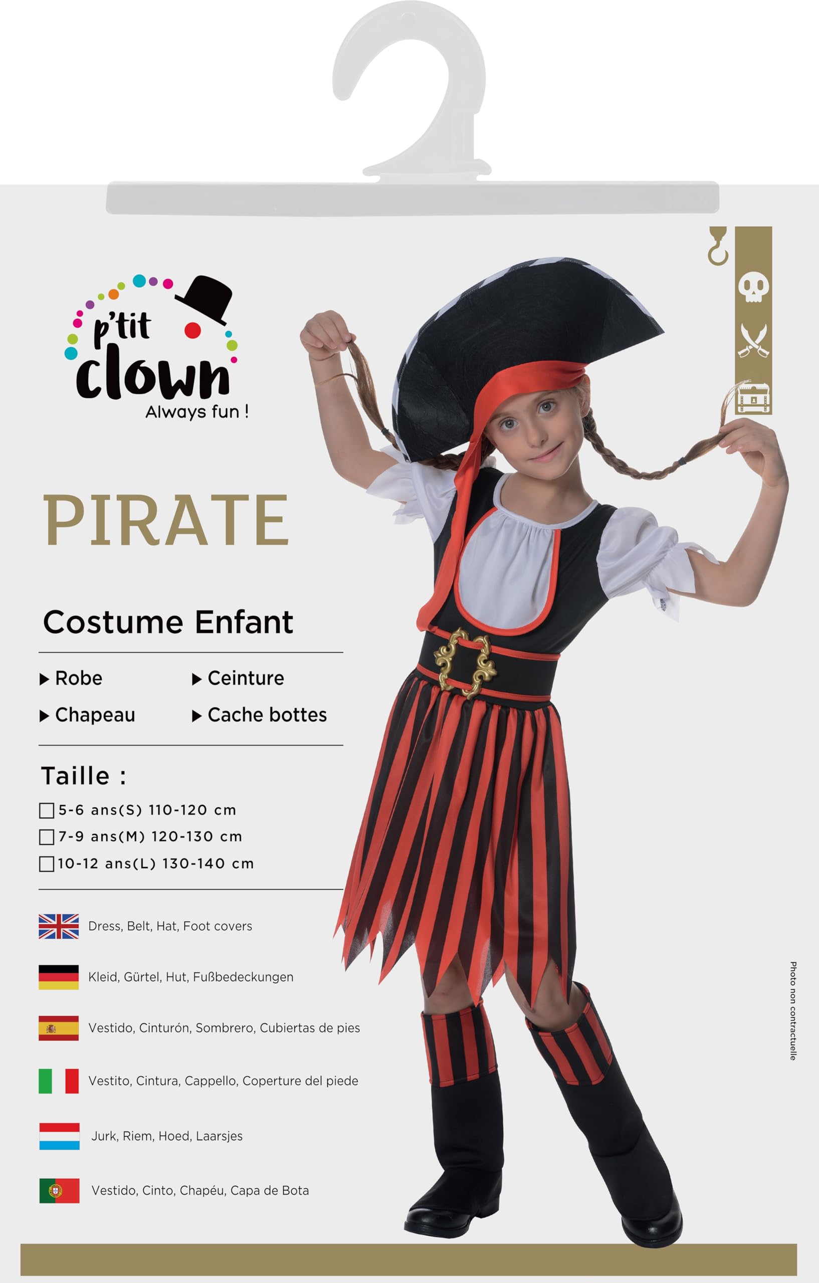 p-tit-clown-piratenkost-m-f-r-m-dchen-10-12-jahre-rot-schwarz-caprihose image 3