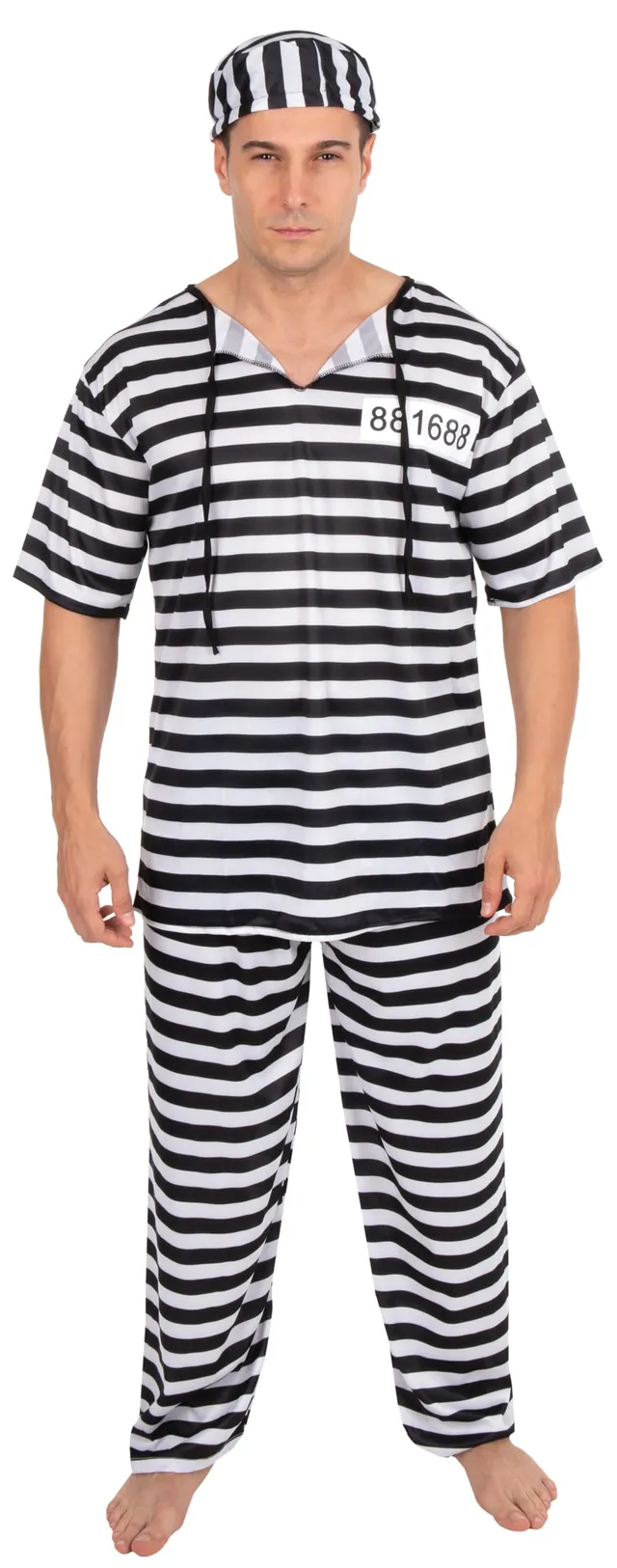 p-tit-clown-str-fling-gefangenen-kost-m-schwarz-wei-gestreift-polyester image 1