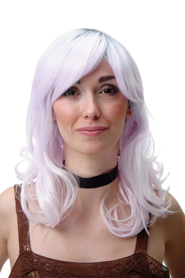 wig-me-up-yzf-7325-1001-damen-cosplay-per-cke-rosa-grau-locken-45-cm image 1