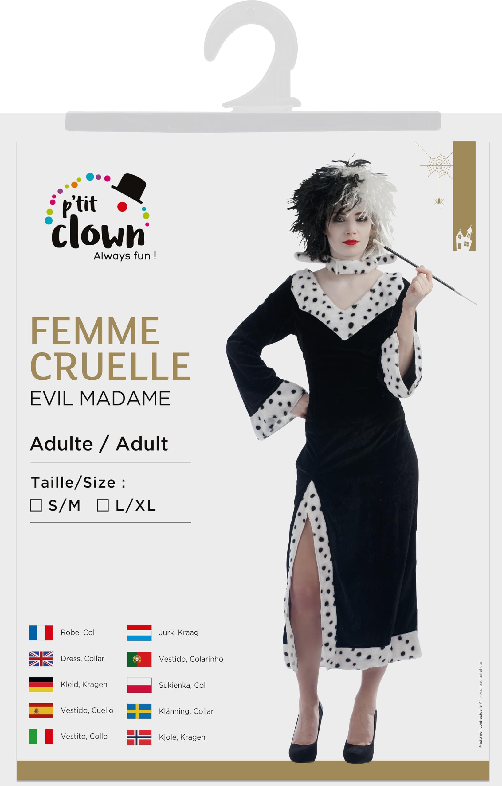 p-tit-clown-cruella-damenkost-m-grausame-lady-erwachsene-mit-kleid-und-kragen image 3