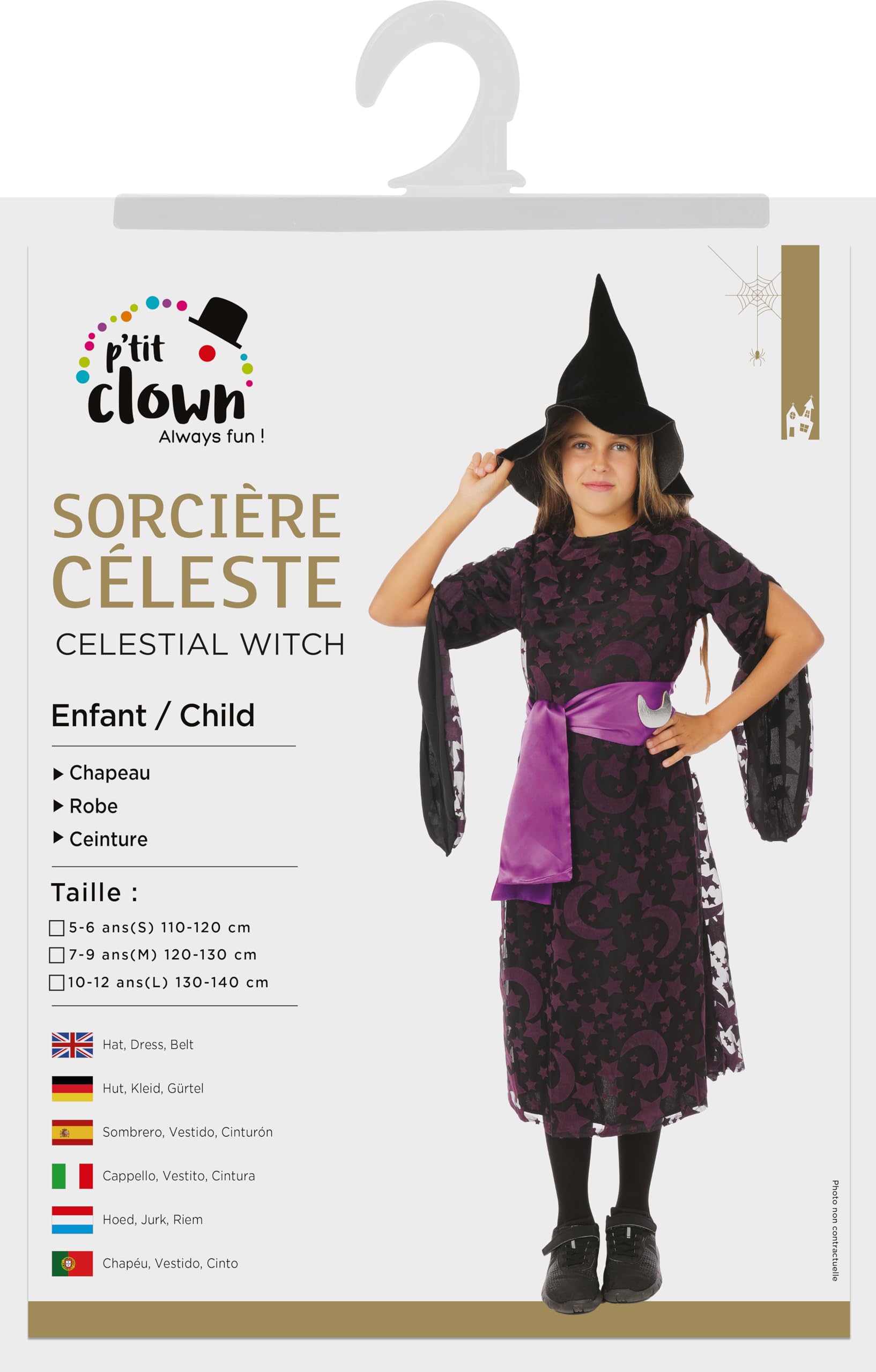 p-tit-clown-hexe-kost-m-m-dchen-kleid-hut-g-rtel image 3