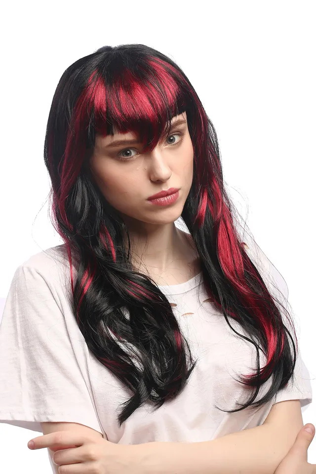 wig-me-up-90771-za103-za13-per-cke-damen-schwarz-rot-mit-pony-hexe-goth image 1