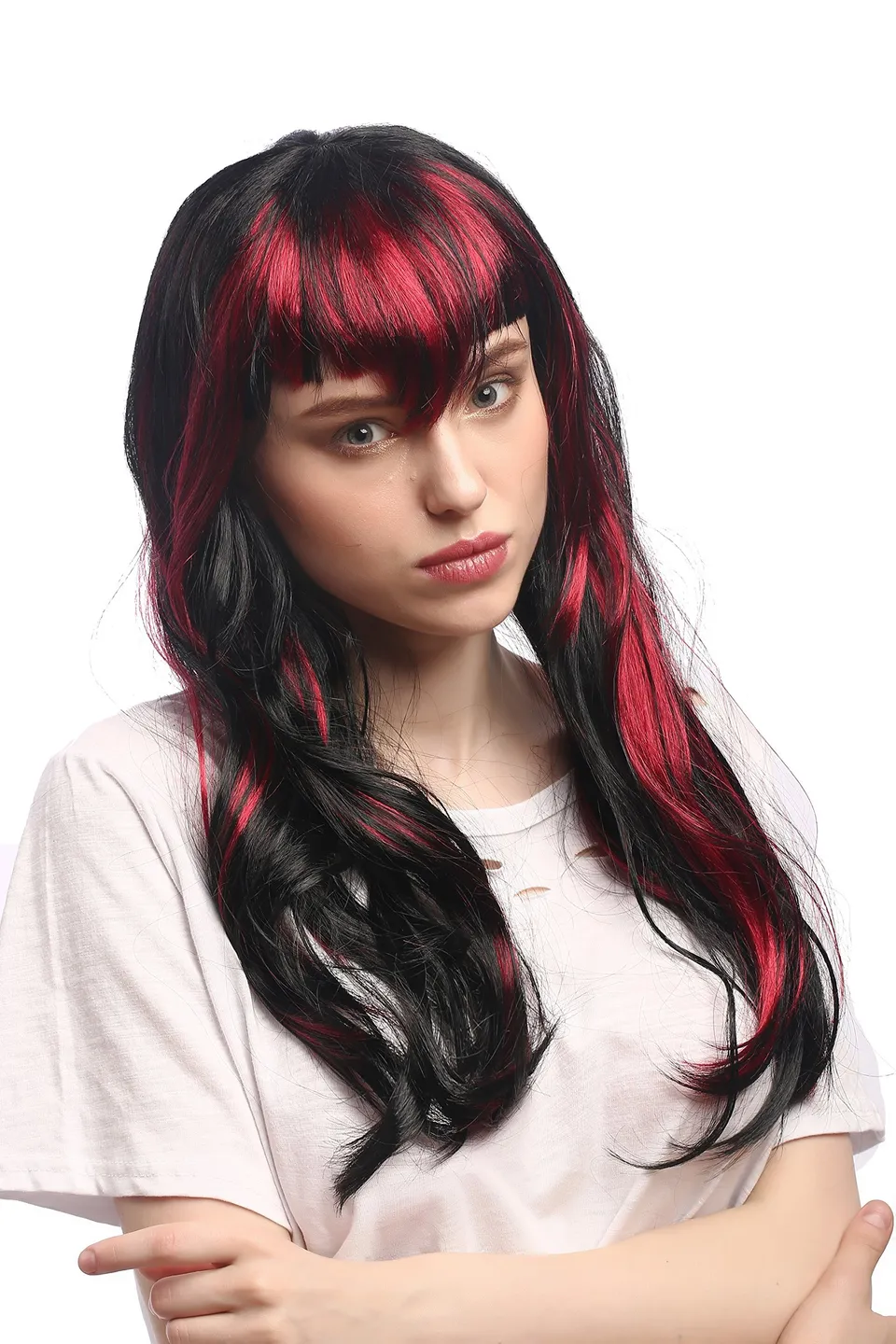 wig-me-up-90771-za103-za13-per-cke-damen-schwarz-rot-mit-pony-hexe-goth image 1