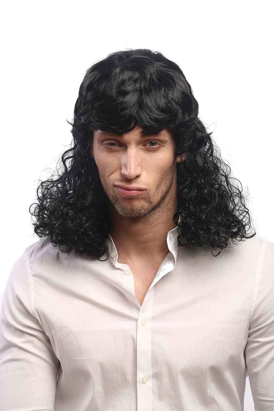 wig-me-up-60893-p103-vokuhila-per-cke-schwarz-lockig-ca-50-cm image 1